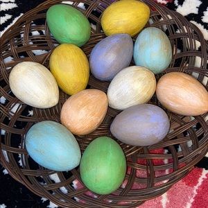 COLORED PAPER MACHE EGGS ONLY SET OF 12.